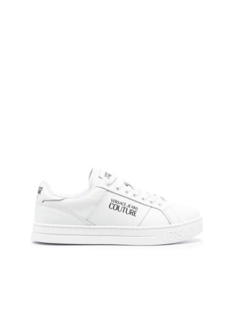 logo-print low-top leather trainers