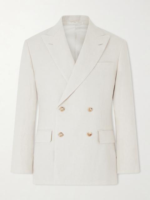 KAPTAIN SUNSHINE Double-Breasted Linen and Silk-Blend Jacket