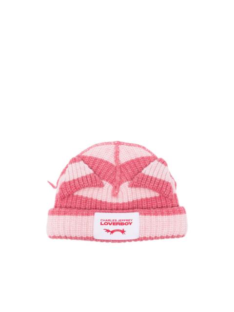 CHARLES JEFFREY LOVERBOY Chunky Ears striped beanie hat
