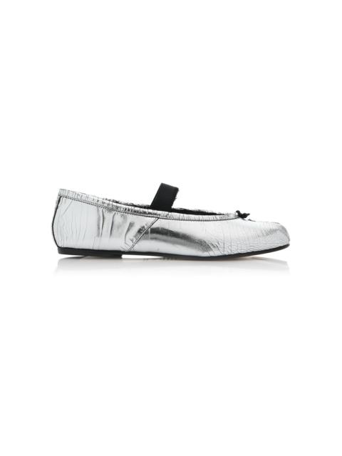 Maison Margiela Tabi Crinkled Metallic Leather Ballet Flats silver