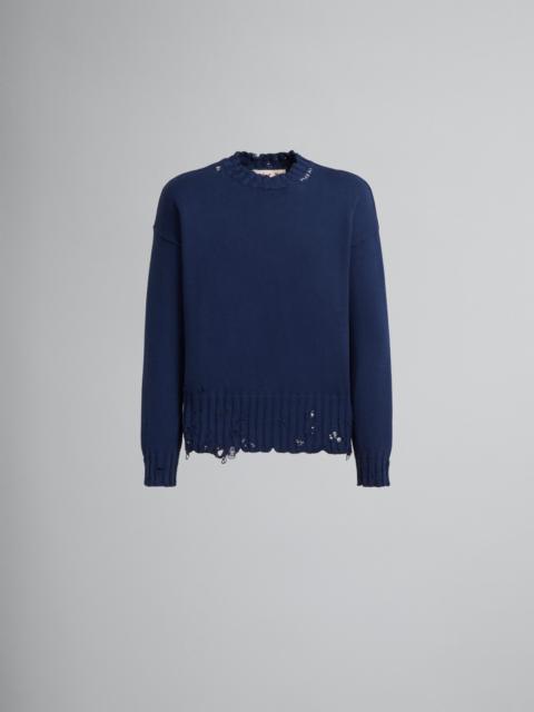Marni BLUE COTTON CREWNECK SWEATER