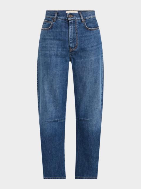 WEEKEND Max Mara Caprile Cropped Stretch Cotton Barrel Jeans