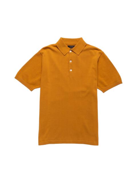 Solid Cotton Knit Polo Shirt - Mustard