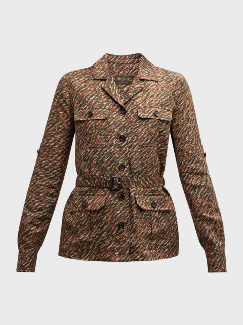 Deanna Belted Andre-Print Shirt Jacket