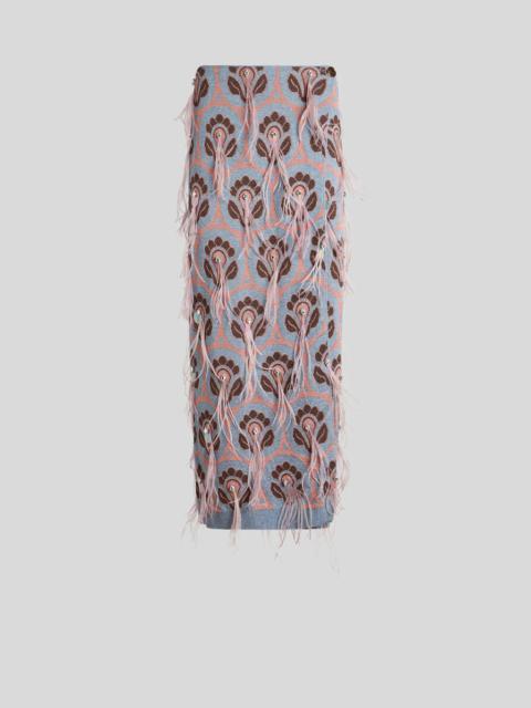 Etro JACQUARD SKIRT WITH FEATHERS
