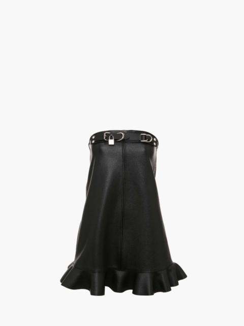 JW Anderson PADLOCK STRAP RUFFLED LEATHER BUSTIER DRESS