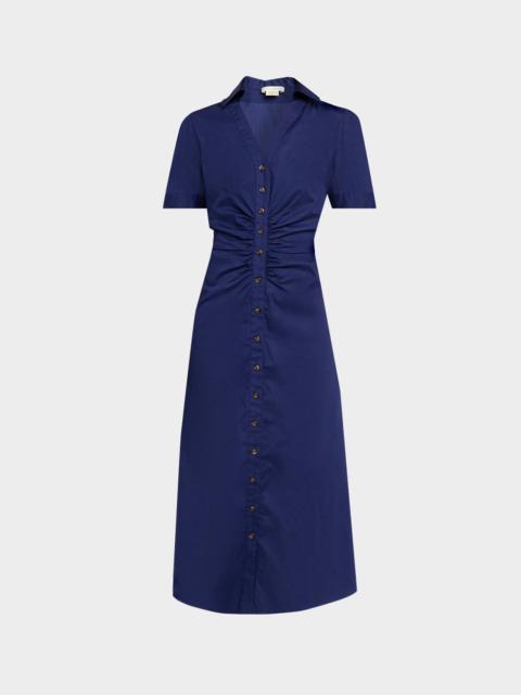 Shoshanna Barnet Ruched Stretch Cotton Midi Shirtdress