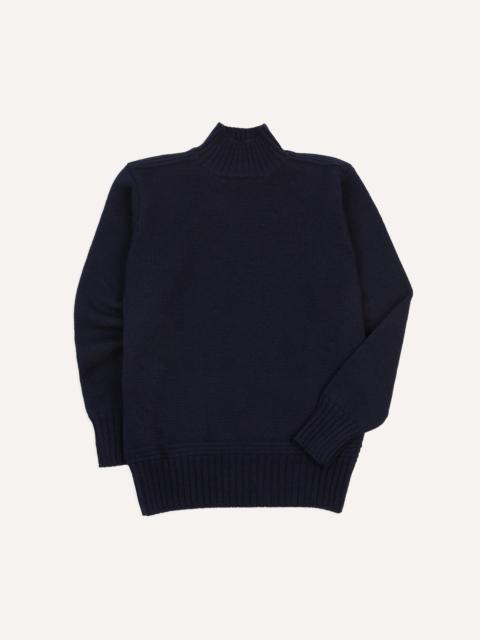 Drake's Navy Heavyweight Mock Neck Jumper
