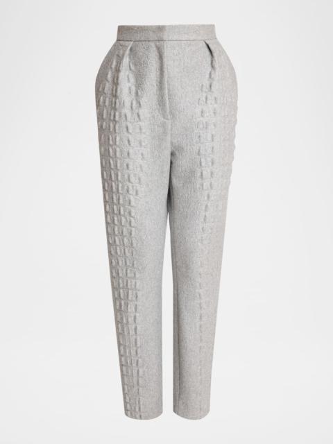 Balmain Croco Wool-Cotton Tapered Trousers