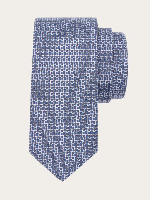 Gancini print silk tie