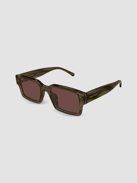 Alexander McQueen Men's Logo 53MM Squared Sunglasses - Havana