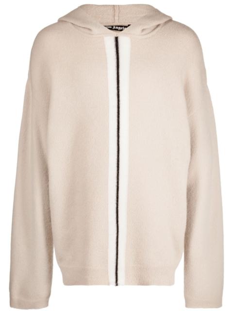 Palm Angels striped knit hoodie