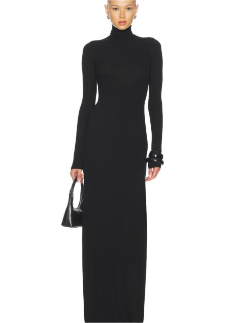 Enza Costa Silk Rib Fluid Turtleneck Dress