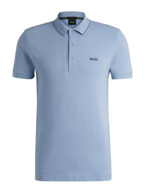 BOSS COTTON-PIQUÉ SLIM-FIT POLO SHIRT WITH TONAL LOGO