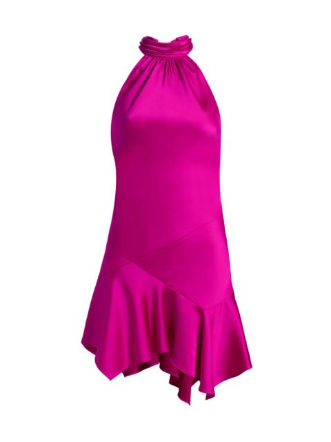 RAMY BROOK Women's Nari Satin Halter Minidress - Fiesta Pink