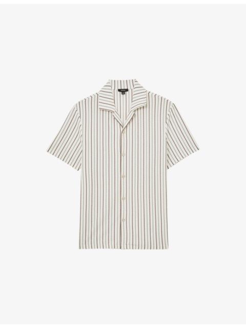 REISS Percy Cuban-Collar Stretch Cotton-Blend Shirt