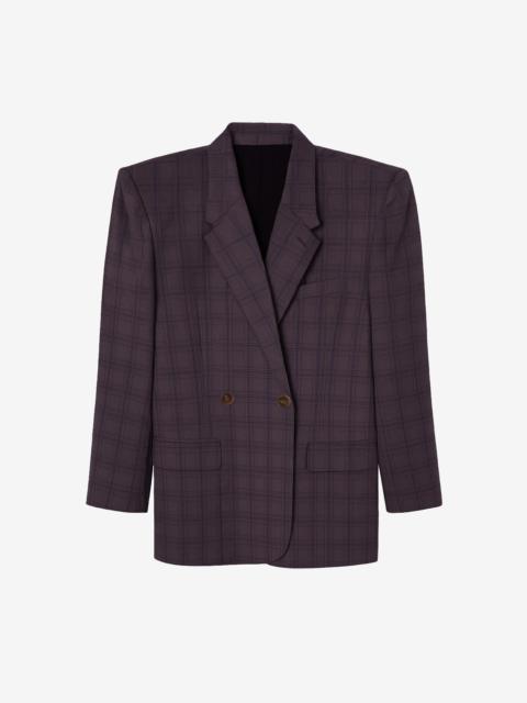 The Frankie Shop Marnay Padded Blazer - Burgundy Plaid