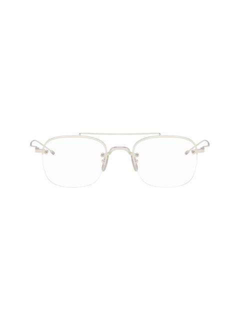 Thom Browne Silver Titanium Semi-Rimless Pilot Glasses