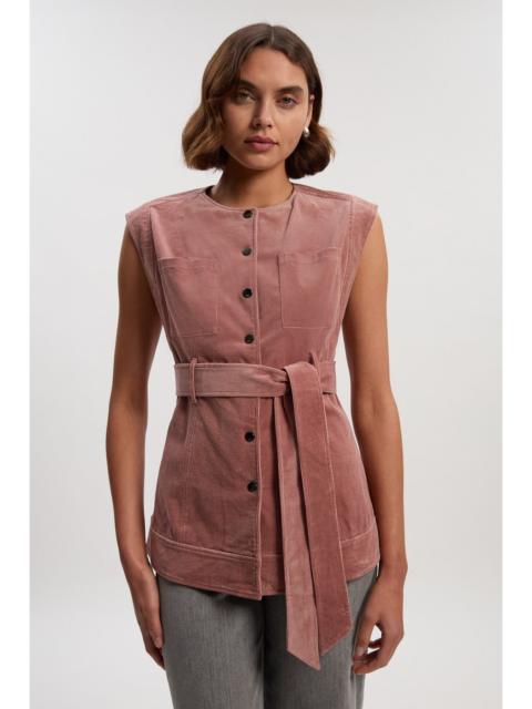 KAREN MILLEN Stretch Cord Belted Sleeveless Jacket
