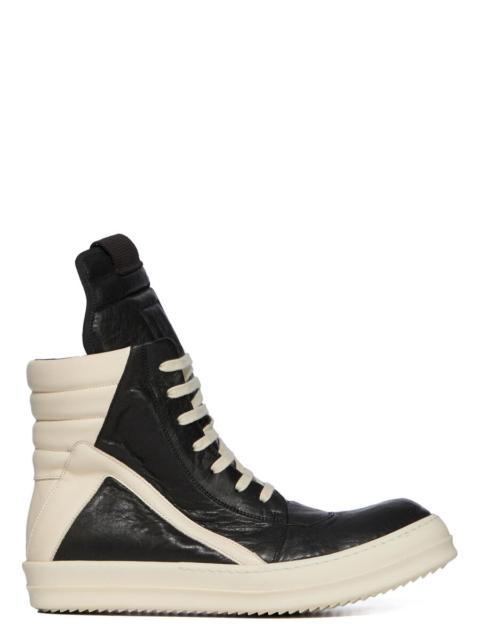 Rick Owens Temple Geobasket High Top Sneakers Black And Milk