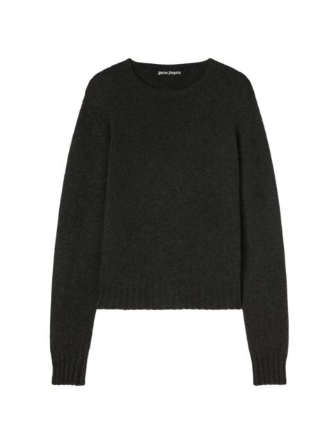 curved-logo wool sweater