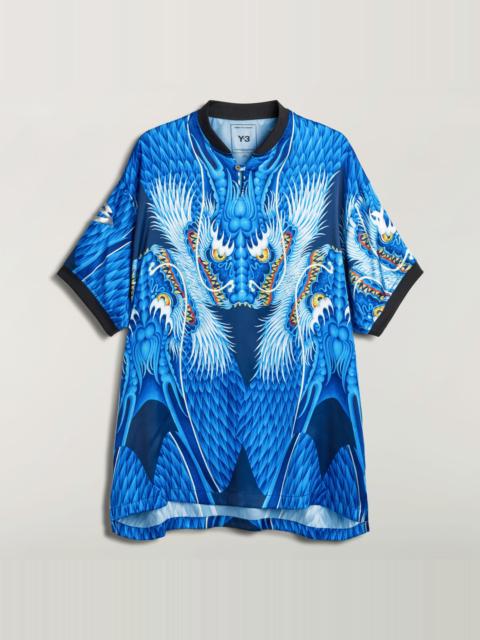 Y-3 Y-3 BLUE SATIN GRAPHIC JERSEY