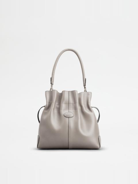 TOD'S DI BAG BUCKET BAG IN LEATHER SMALL WITH DRAWSTRING - GREY