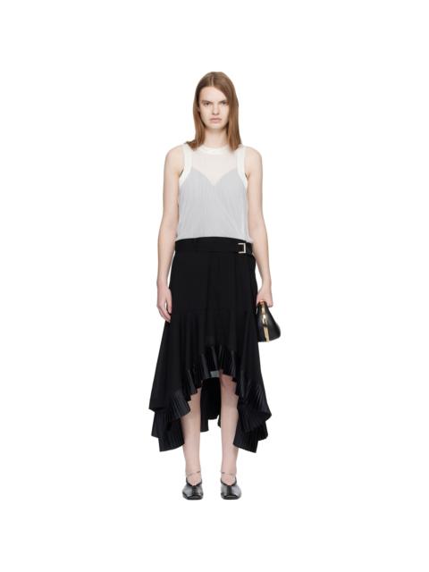 sacai Black & Off-White Suiting Satin Midi Dress