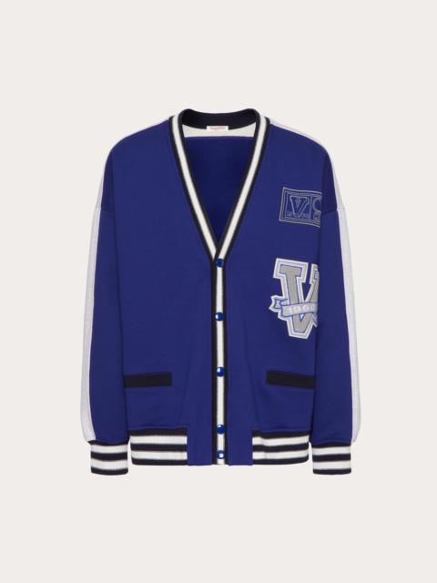 Valentino COTTON CARDIGAN WITH VALENTINO AND V CREW PATCHES