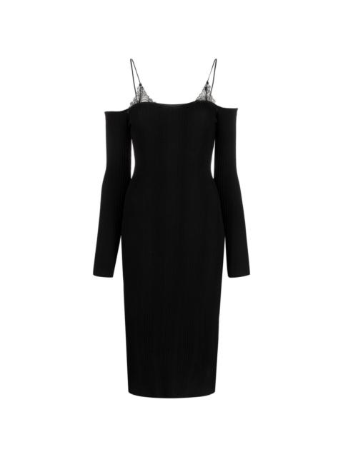 Blumarine cold-shoulder lace-trim dress