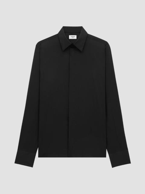 SAINT LAURENT Men's Cassandre Shirt in Cotton Voile - Noir
