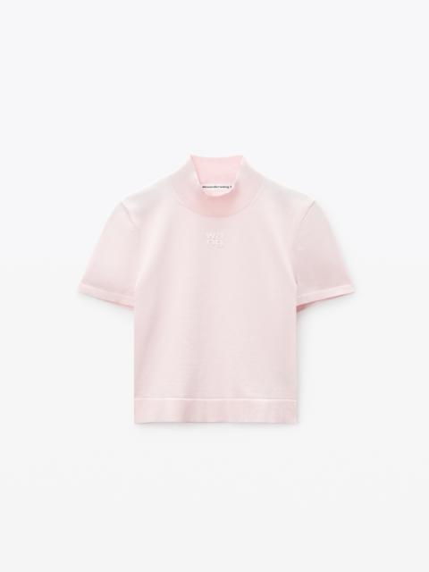 Alexander Wang Logo Short Sleeve Mockneck Top