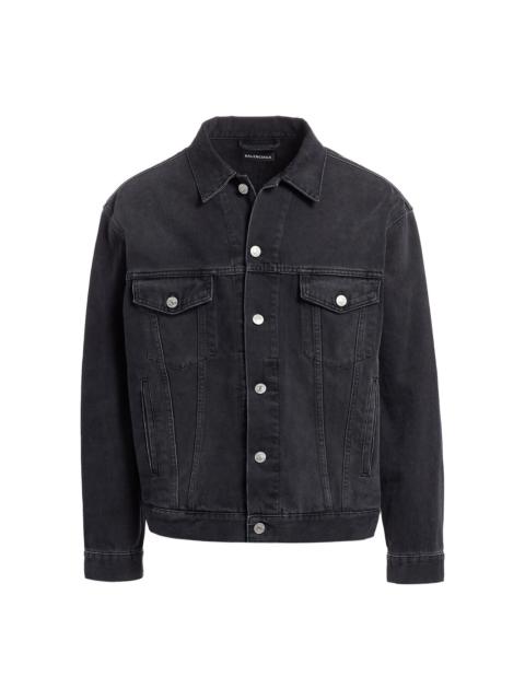 BALENCIAGA Black Denim Ripped Jacket
