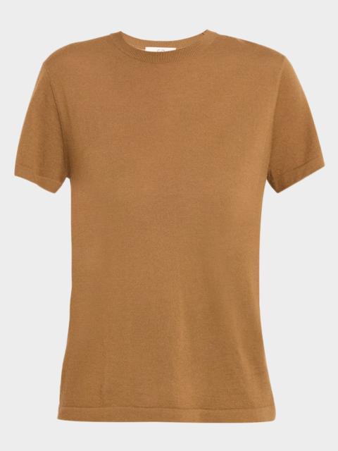 CO Short-Sleeve Cashmere Knit Crewneck Shirt