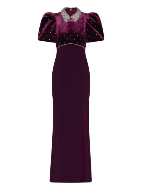 REBECCA VALLANCE puff-sleeve embellished maxi dress