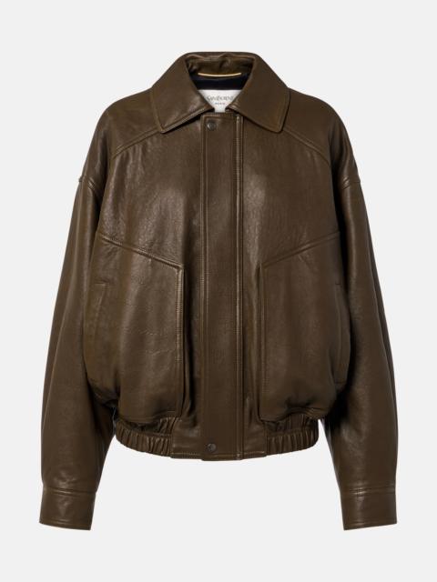 SAINT LAURENT Leather bomber jacket