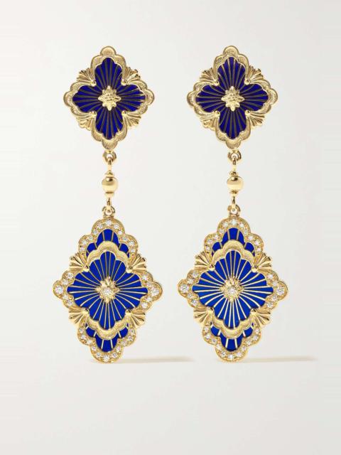 Buccellati Opera Tulle 18-karat gold, enamel and diamond earrings
