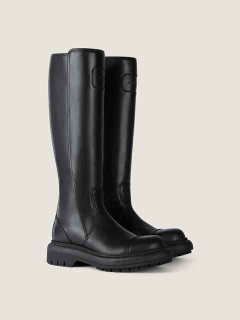 Givenchy GIVENCHY CARGO BIKER KNEE HIGH BOOTS IN LEATHER