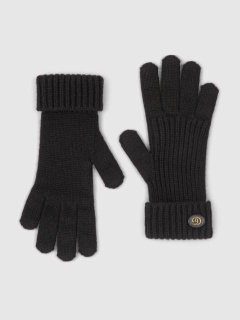 GUCCI Rib knit wool viscose lamé gloves
