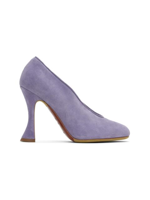 Moschino Purple Duck Suede Heels