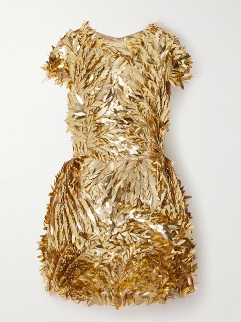 Oscar de la Renta Embellished Mesh Mini Dress