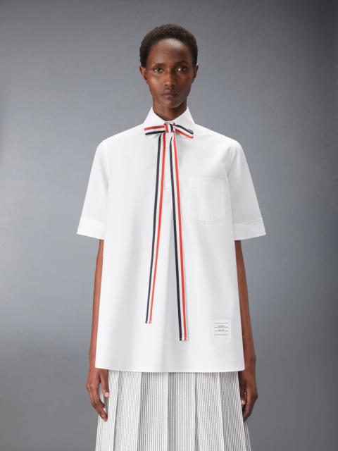 Thom Browne SOLID POPLIN BLOUSON WITH GROSGRAIN BOW TIE