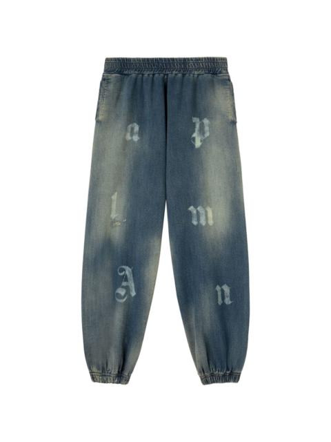 logo-print washed jeans