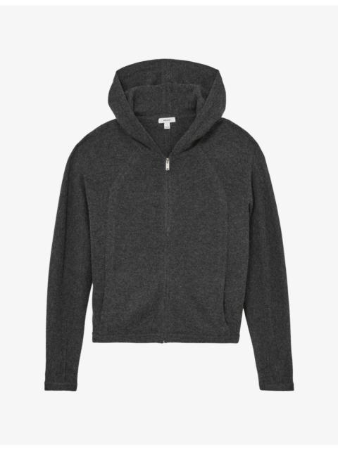 REISS Evie Zip-Up Wool and Cashmere-Blend Hoody