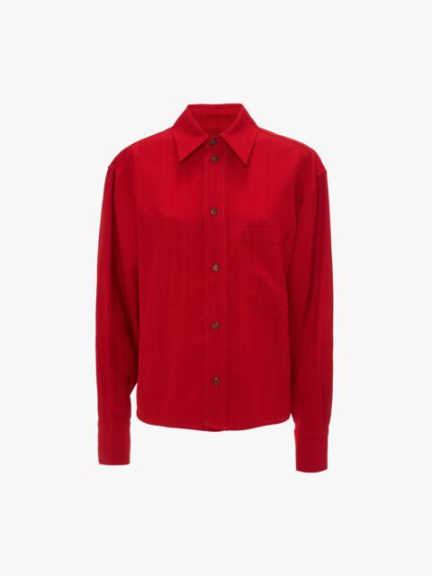 Victoria Beckham Cropped Long Sleeve Shirt In Carmine