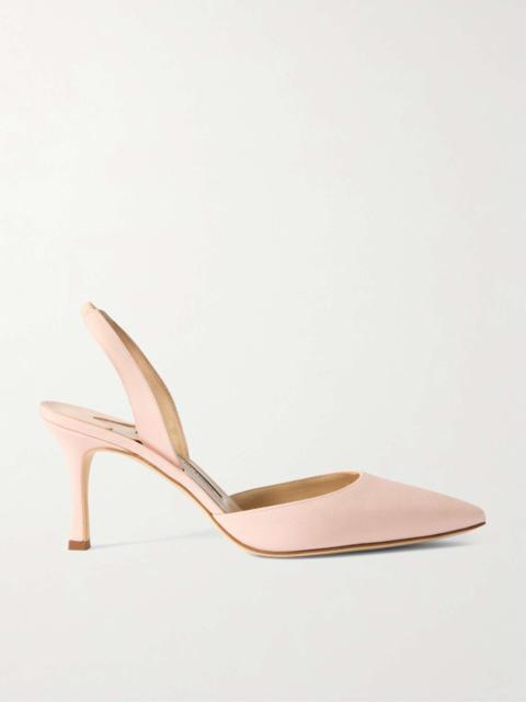 Carolyne 70 silk crepe de chine slingback pumps Pink