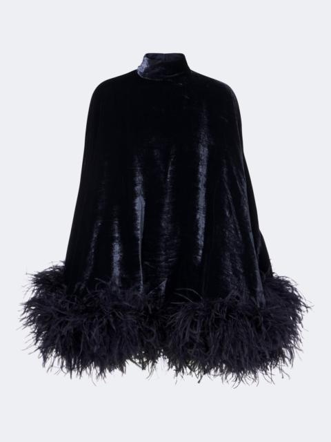 Taller Marmo Vegas feather-trimmed velvet minidress