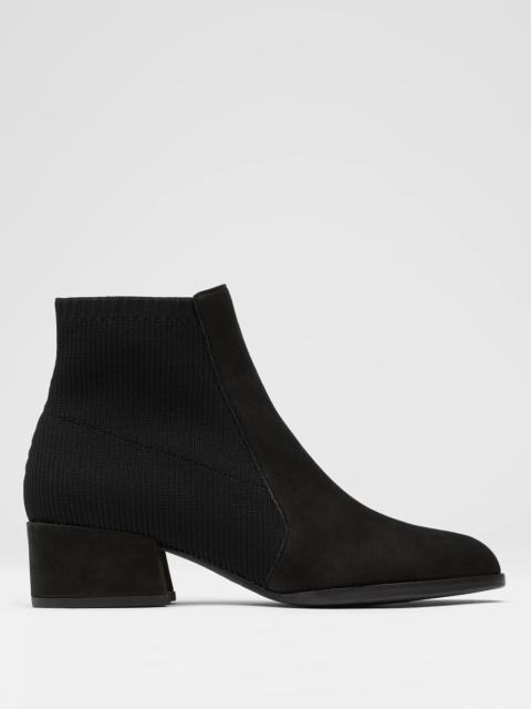 EILEEN FISHER Aesop Tumbled Nubuck and Recycled Stretch Knit Bootie