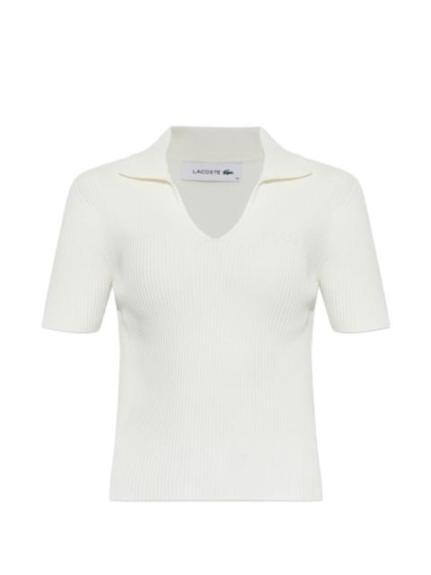 LACOSTE ribbed-knit V-neck T-shirt