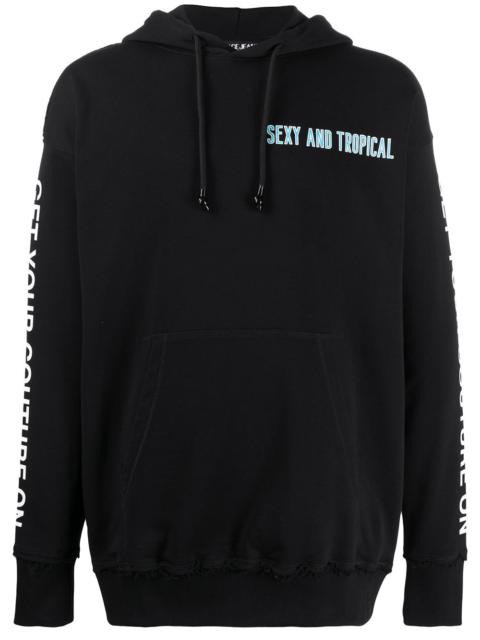 VERSACE JEANS COUTURE slogan drawstring hoodie